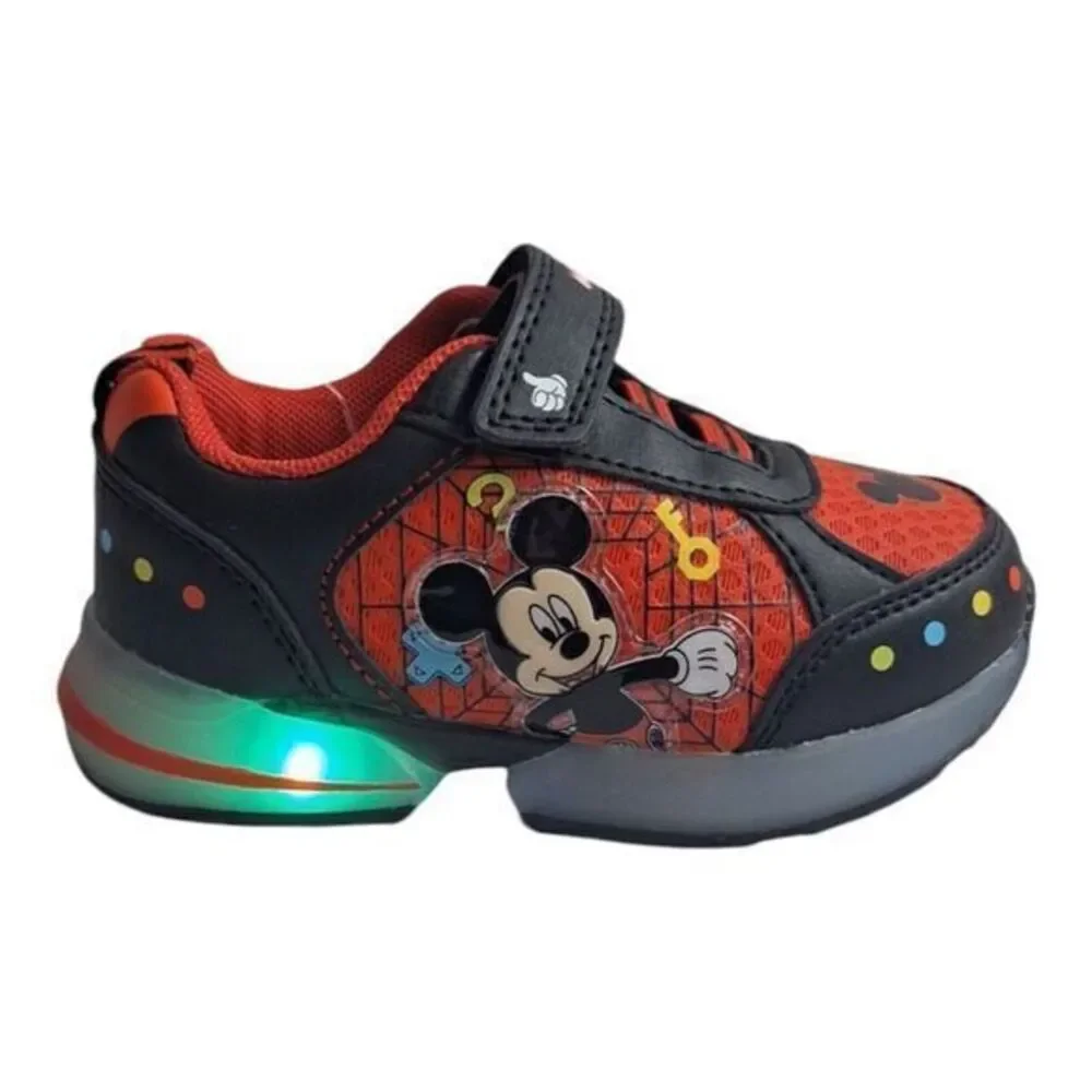 MICKEY Boys Light-Up Shoes Sneakers Toddlers Size 10 (18 Cm) New color Red Black